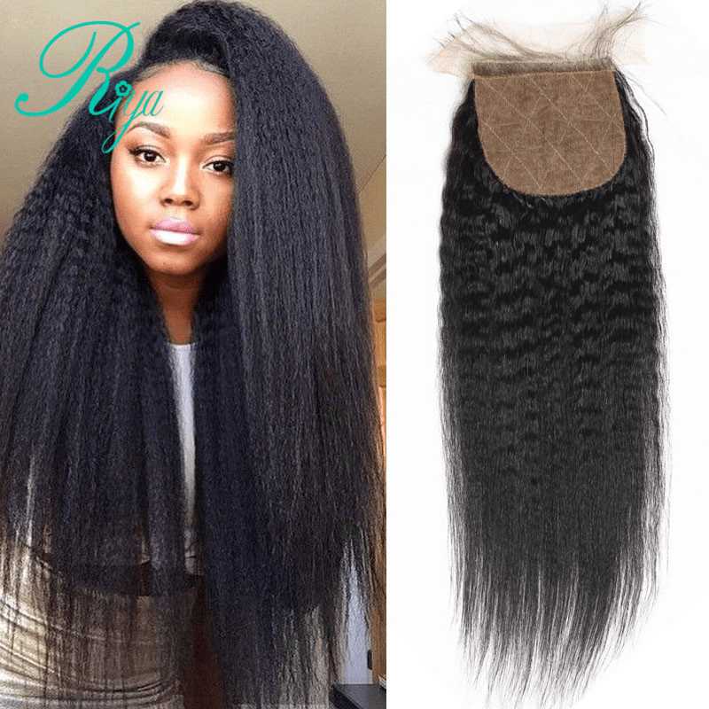 4X4 Silk Base Closure Brazilian Hair Kinky Straight
