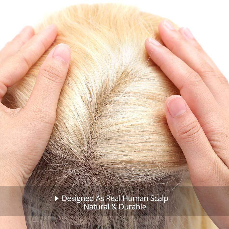 4X4 #613 BLONDE STRAIGHT BOB WIG HUMAN HAIR LACE FRONT WIG SILKY BLUNT CUT-wigirlhair