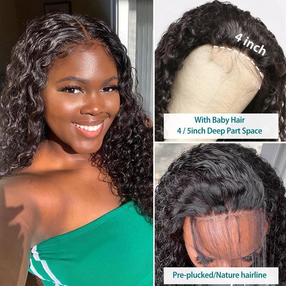 4x4 Lace Front Human Hair Clousre Wigs Deep Wave -p - wigirlhair