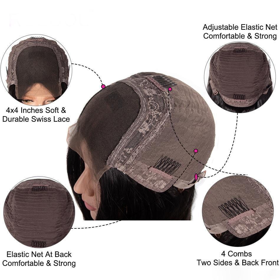 4x4 Lace Front Human Hair Clousre Wigs Deep Wave -R - wigirlhair