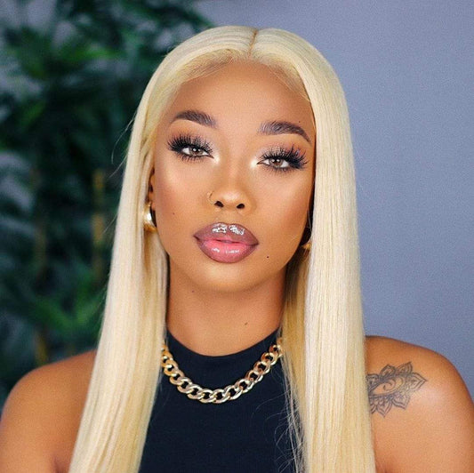 4x4 613 Lace Front Wig Straight Blonde Wigs Brazilian Human Hair - wigirlhair