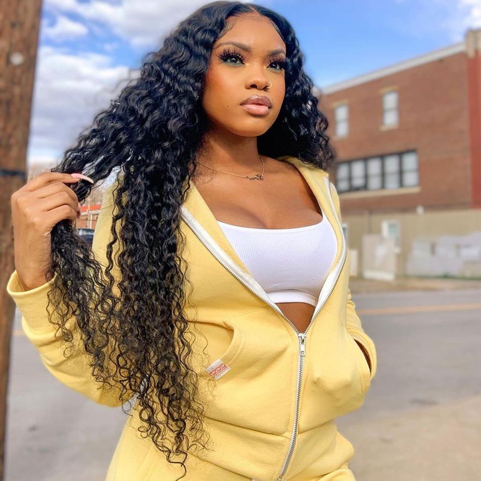 13x6 Lace Front Human Hair Wigs pre plucked Deep Wave Long Wig - wigirlhair