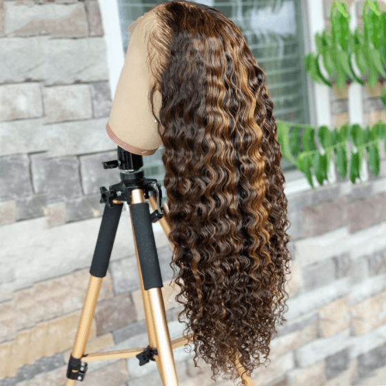 13x4 #4 Highlight Deep Wave Lace Front Wig Virgin Human Hair-wigirlhair