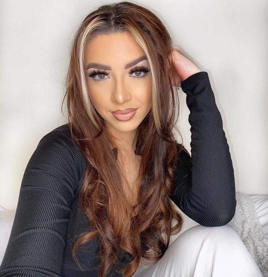 T-Part Balayage Highlight Straight Human Hair Lace Front Wig - wigirlhair