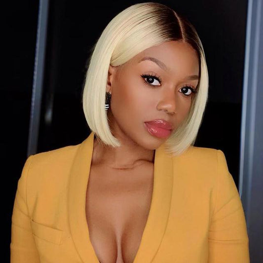 1B/613 Blonde Lace Wig Virgin Human Hair Bob wig - wigirlhair