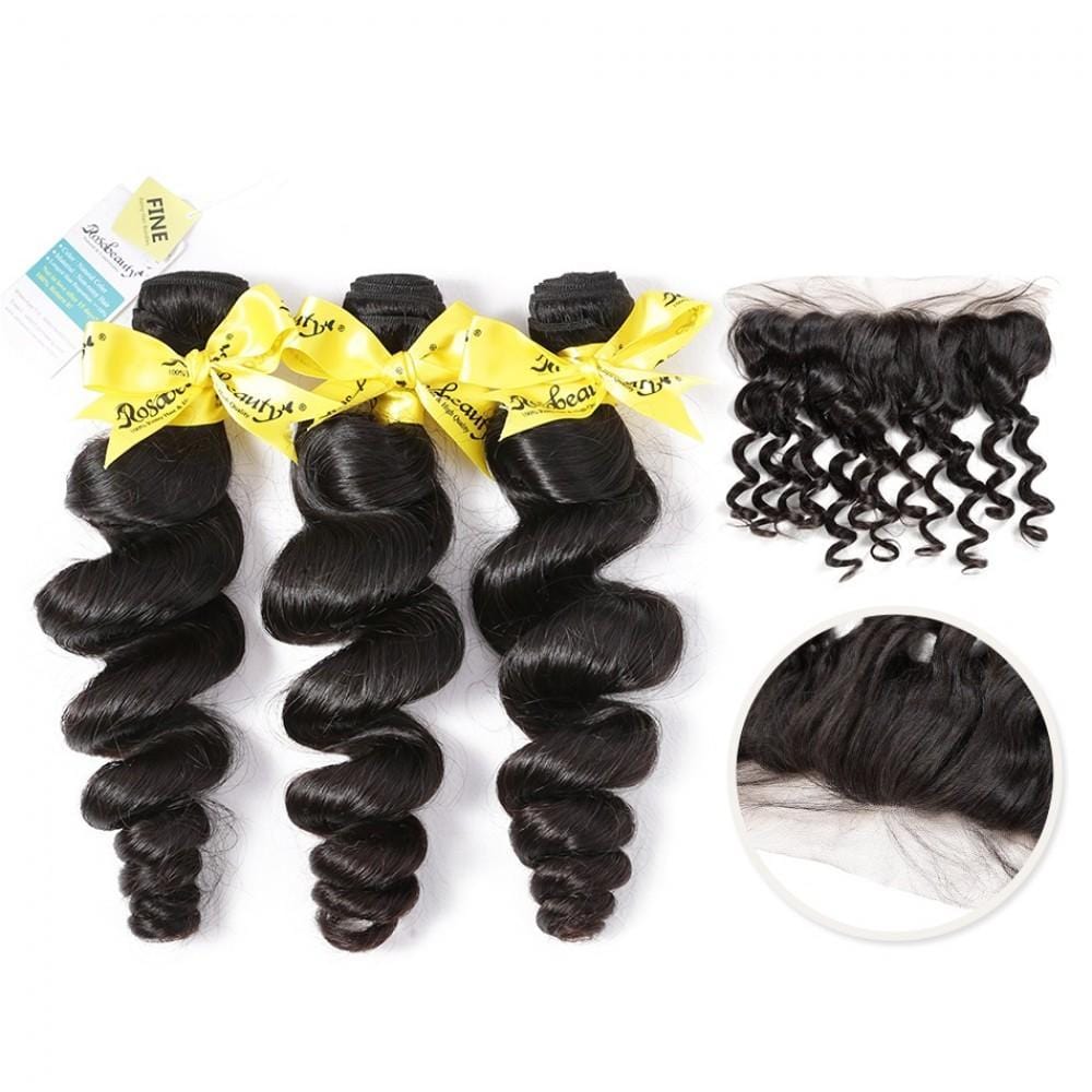7A 3 Bundles Brazilian Hair with Frontal Loose Wave - wigirlhair