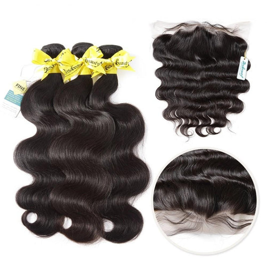 7A 3 Bundles Brazilian Hair With Frontal Body Wave