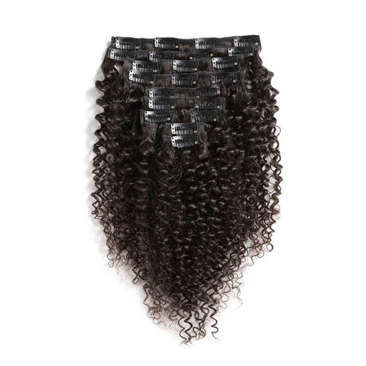 140G Brazilian Hair Kinky Curly Clip in Hair Extension #1B 10PSet