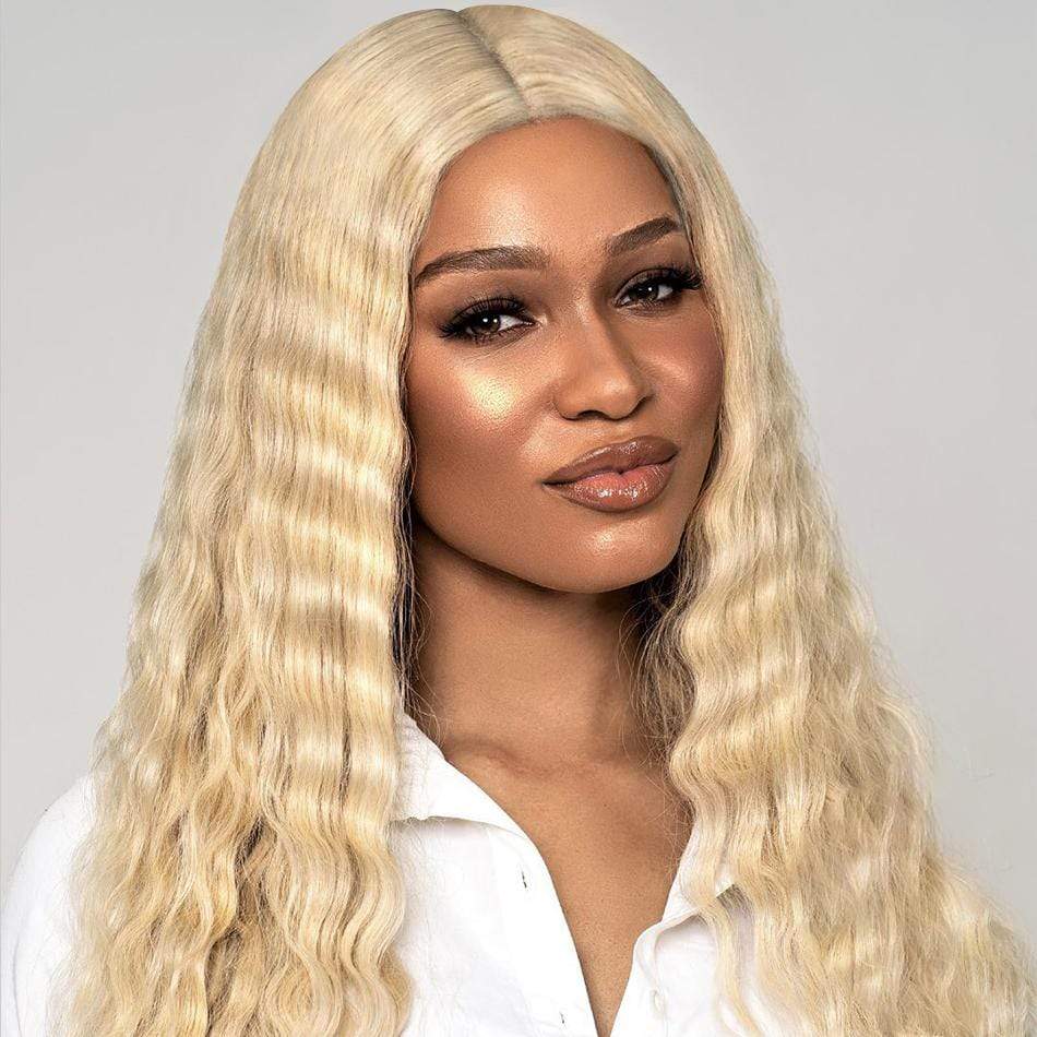 T Part #613 Deep Wave Blonde Hair Lace Front Wig Virgin Human Hair - wigirlhair