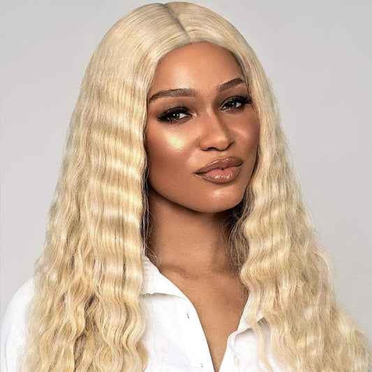 T Part #613 Deep Wave Blonde Hair Lace Front Wig Virgin Human Hair - wigirlhair