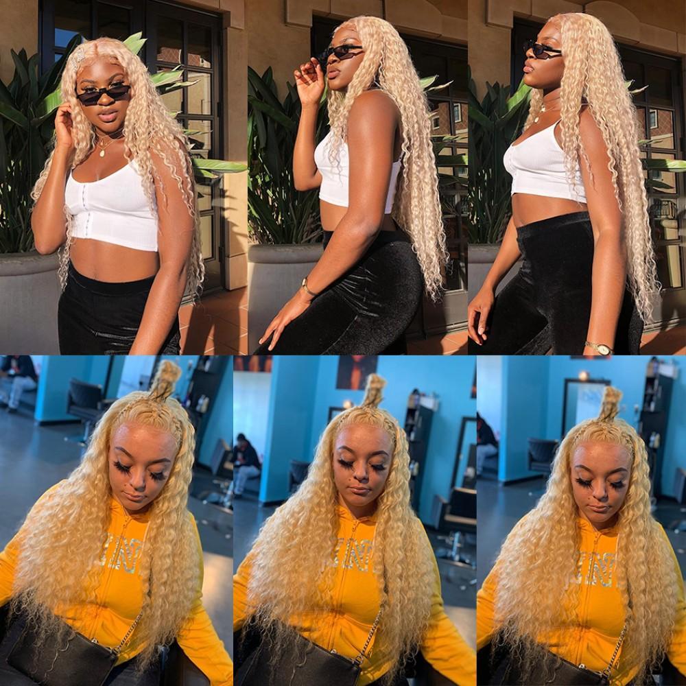 #613 Blonde Hair Deep Wave HD Lace Front Wig Virgin Human Hair-wigirlhair