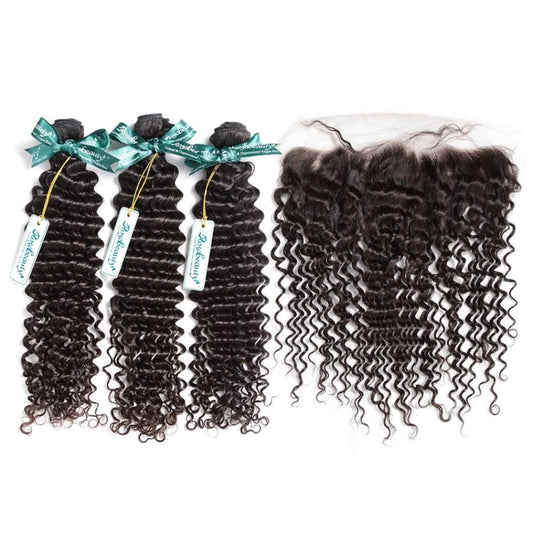 7A 3 Bundles Brazilian Hair with Frontal Deep Wave - wigirlhair