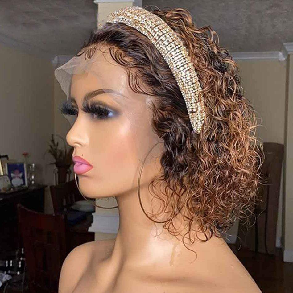 T Part 13x4 Balayage Pixie Cut Curly Bob Wig Virgin Human Hair-wigirlhair