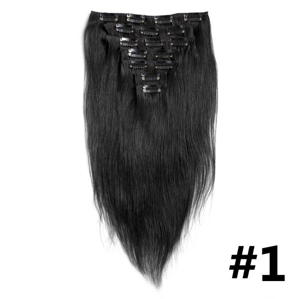 100G Brazilian Hair Straight Clip in Hair Extension #1B #1 #2 #4#613 7PSet