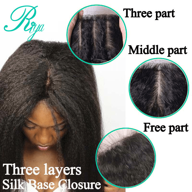 4X4 Silk Base Closure Brazilian Hair Kinky Straight