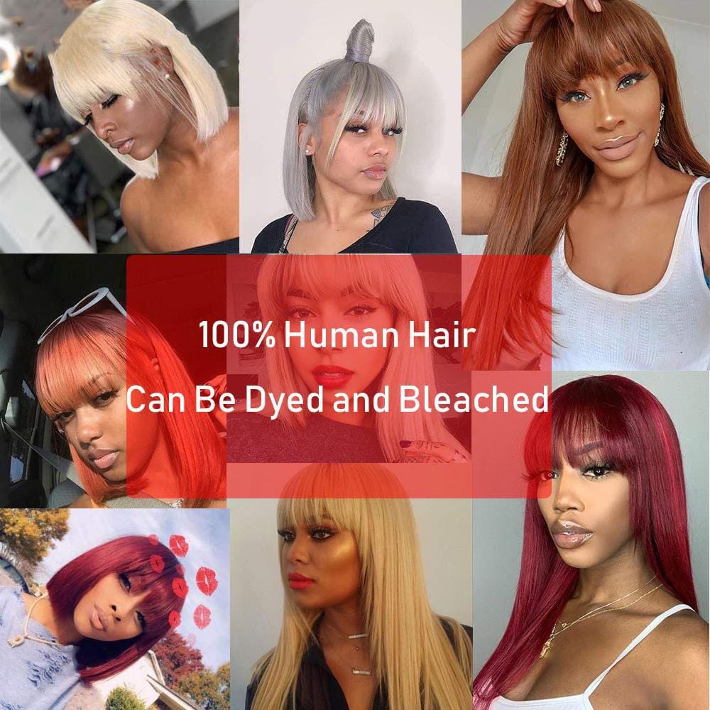 wigirlhair 613 Blonde Bob Bang Wigs Virgin Human Hair