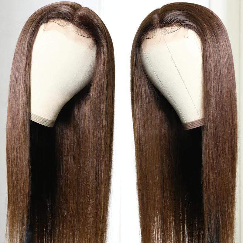 4x4 #4 Blonde Straight Human Hair Lace Front Wig - wigirlhair