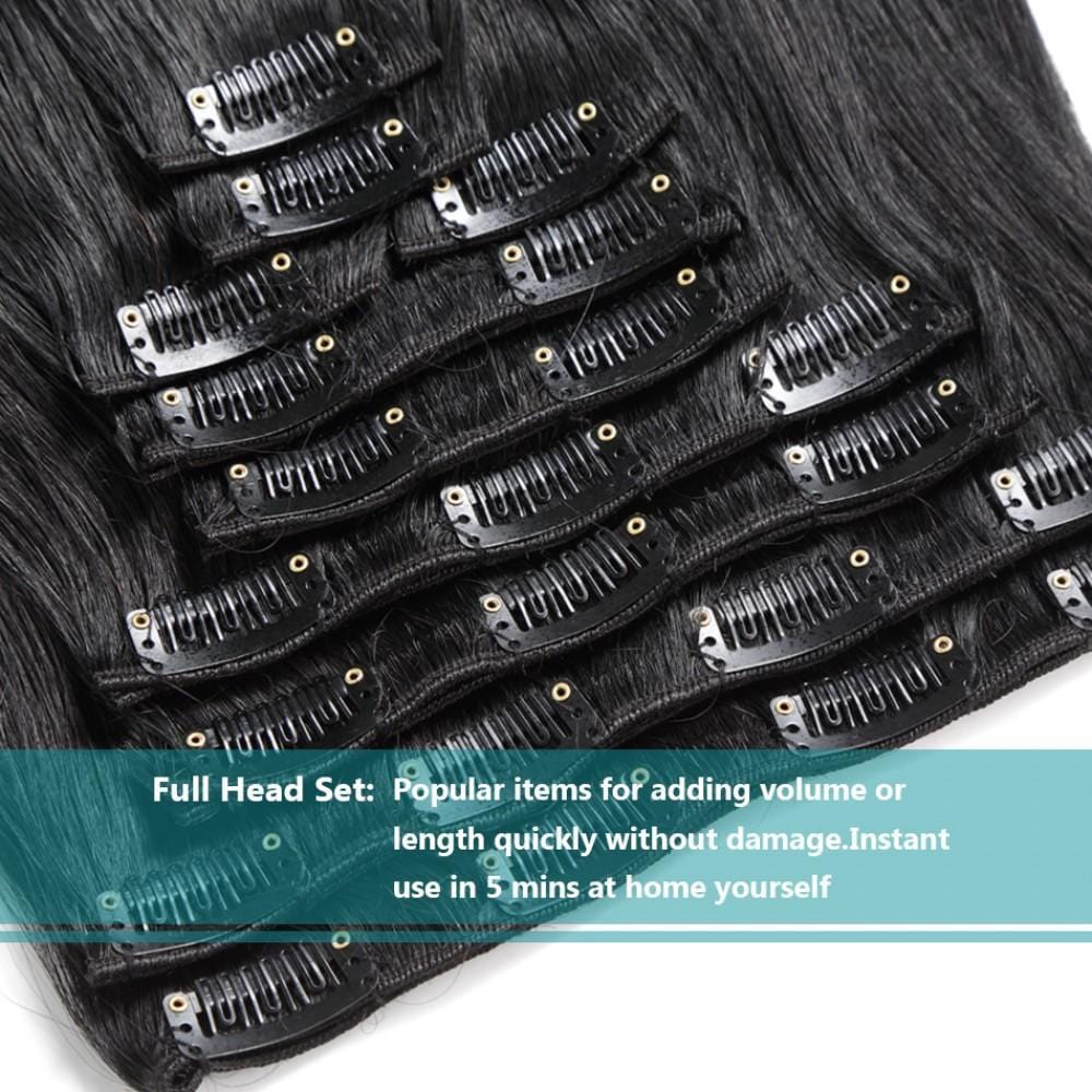 140G Brazilian Hair Straight Clip in Hair Extension #1B #1 #2 #4#613 10PSet