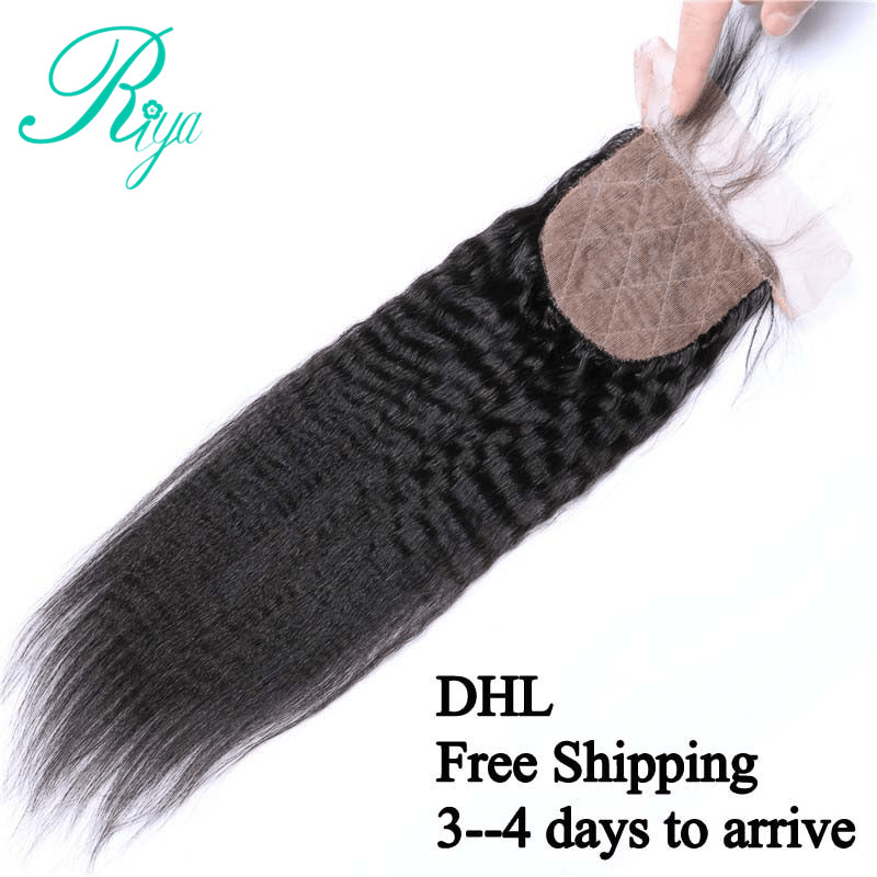 4X4 Silk Base Closure Brazilian Hair Kinky Straight