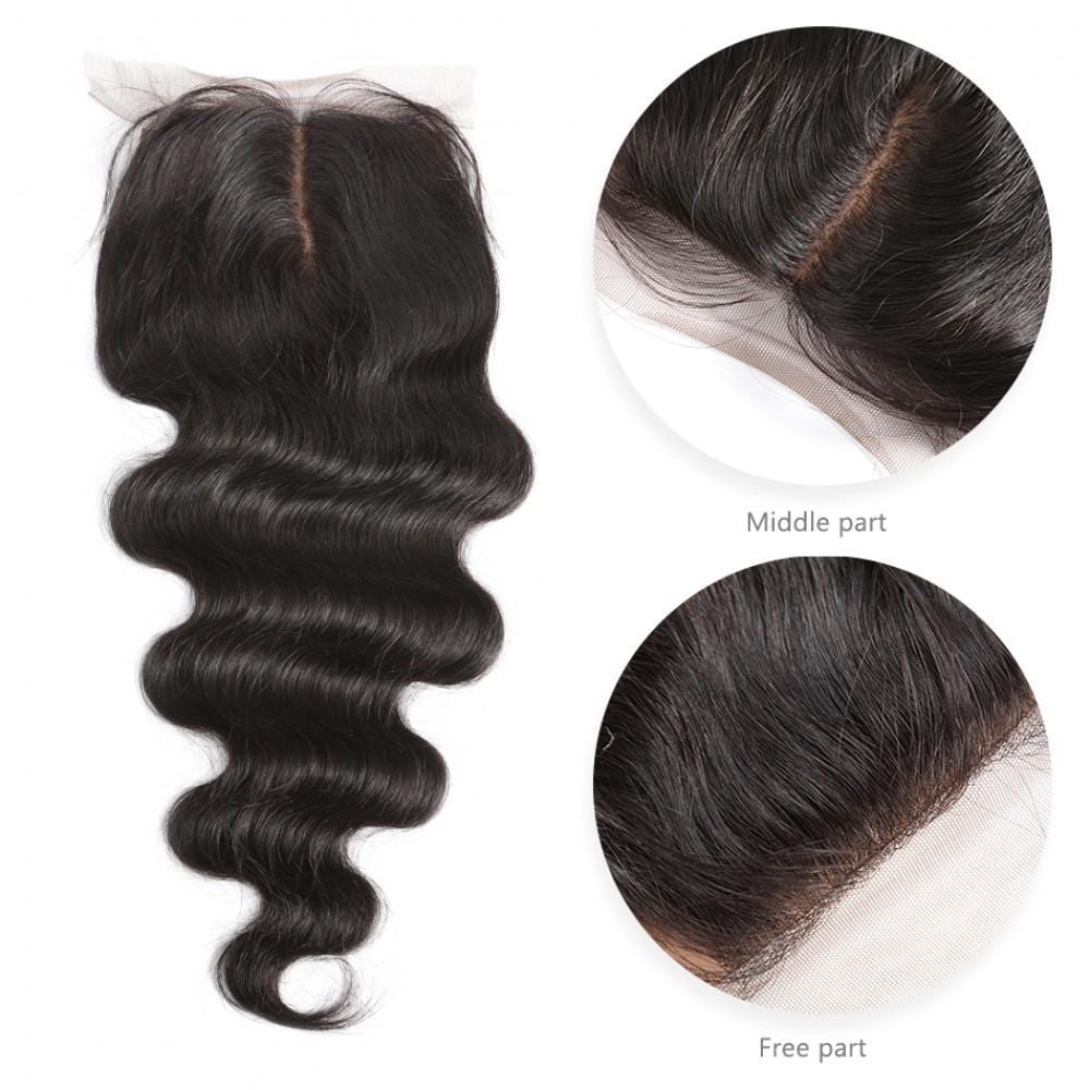 7A 4 Bundles Hair Weave Brazilian Hair With Silk Base Closure Body Wave