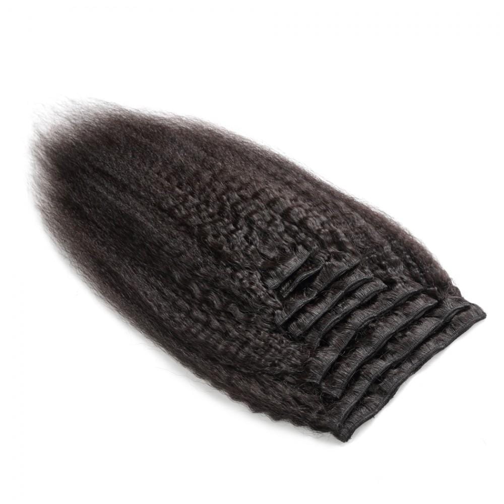 140G Brazilian Hair Kinky Straight Clip in Hair Extension #1B 10PSet