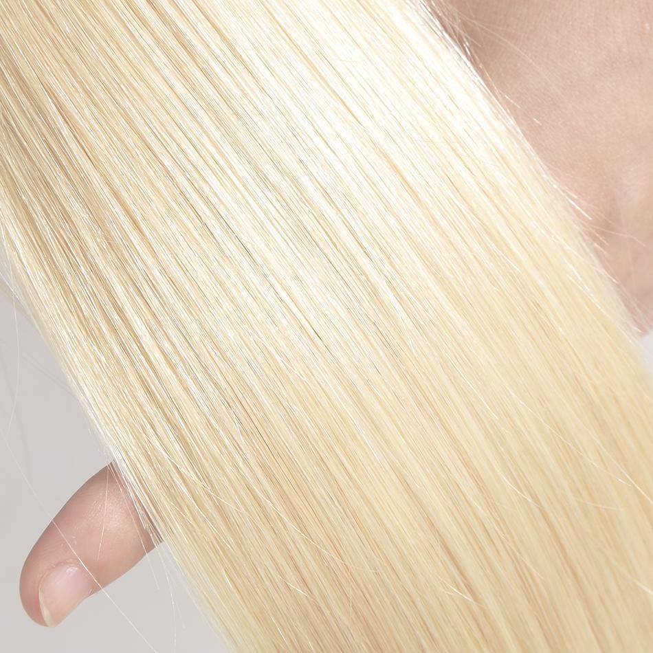 8A #613 Blonde Straight Hair Bundles With Lace Closure
