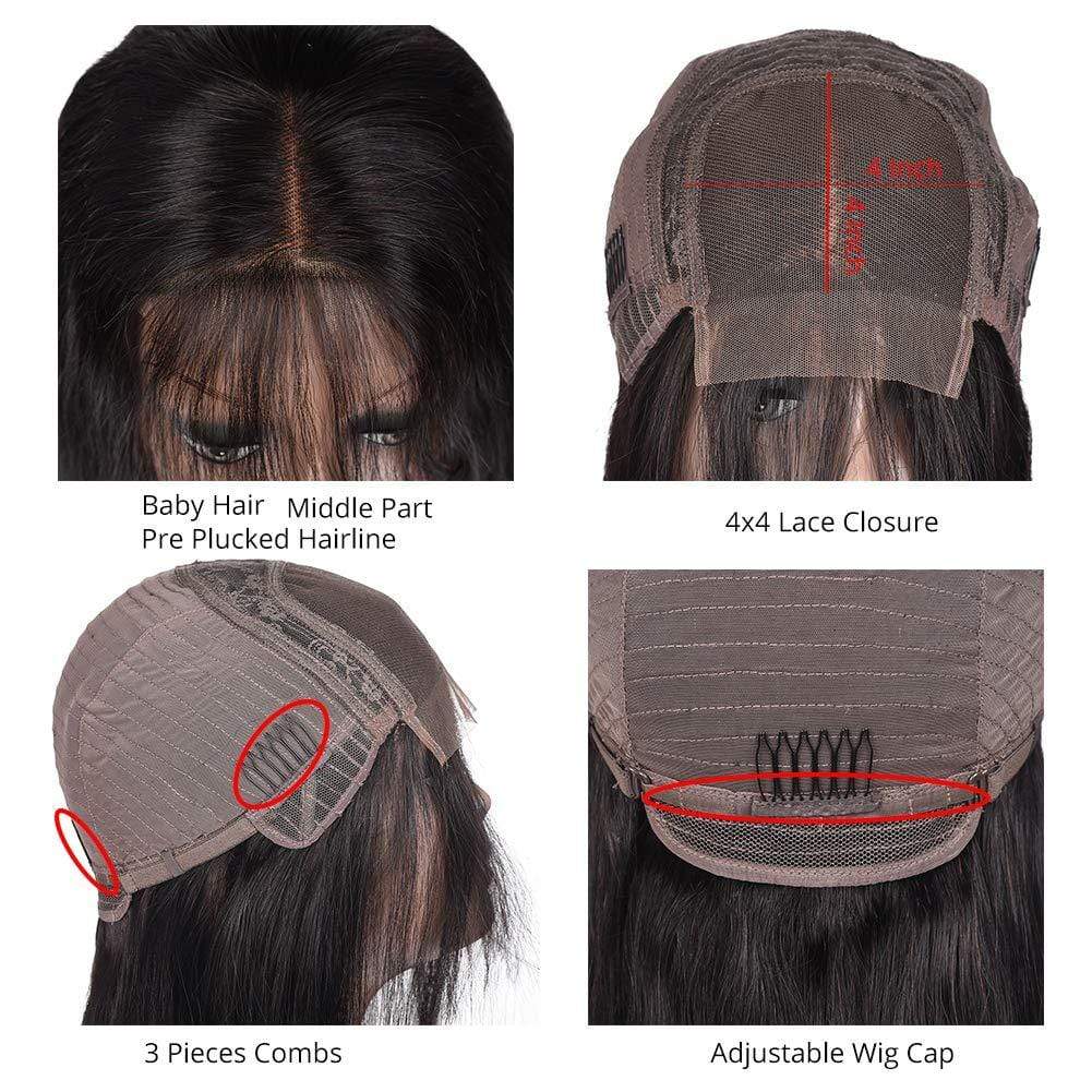 4x4 Bob Wig Straight Human Hair Wigs - wigirlhair