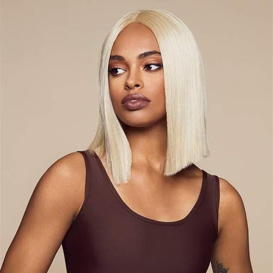 4x4 #613 Blonde Straight Bob Wig Human Hair Lace Front Wig Silky Blunt Cut - wigirlhair