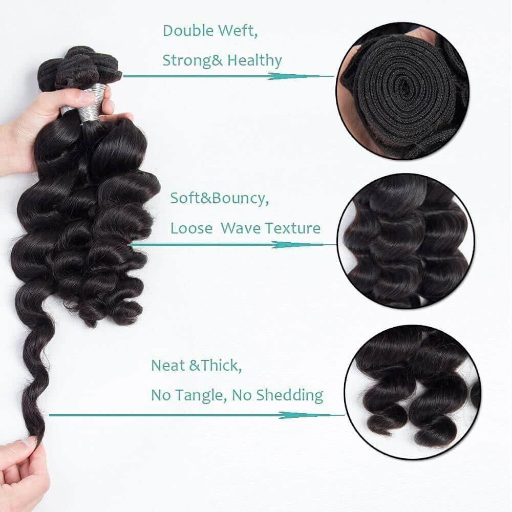 8A Hair Weave Peruvian Hair Loose Wave