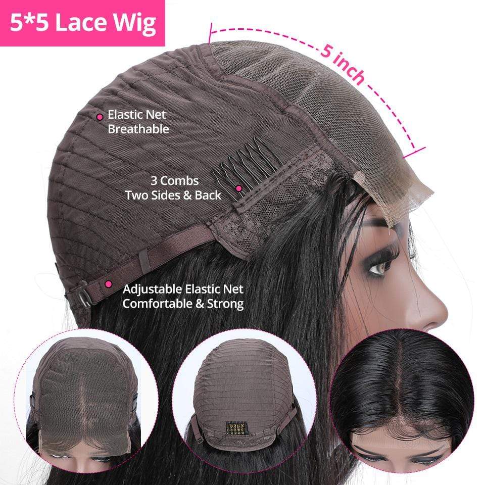 5X5/13X6 HD TRANSPARENT LACE WIG VIRGIN HUMAN HAIR BODY WAVE-wigirlhair