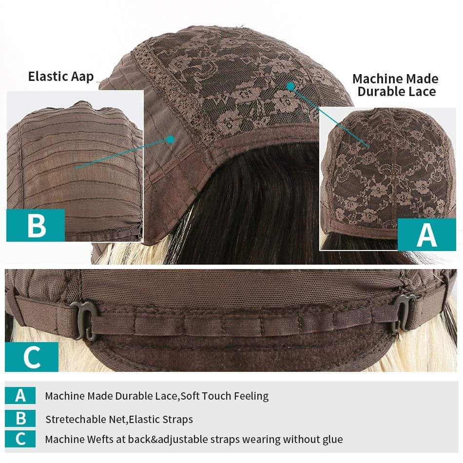 Highlight Mix Color Bob Bang Wig Ombre Human Hair Silky Blunt Cut - wigirlhair