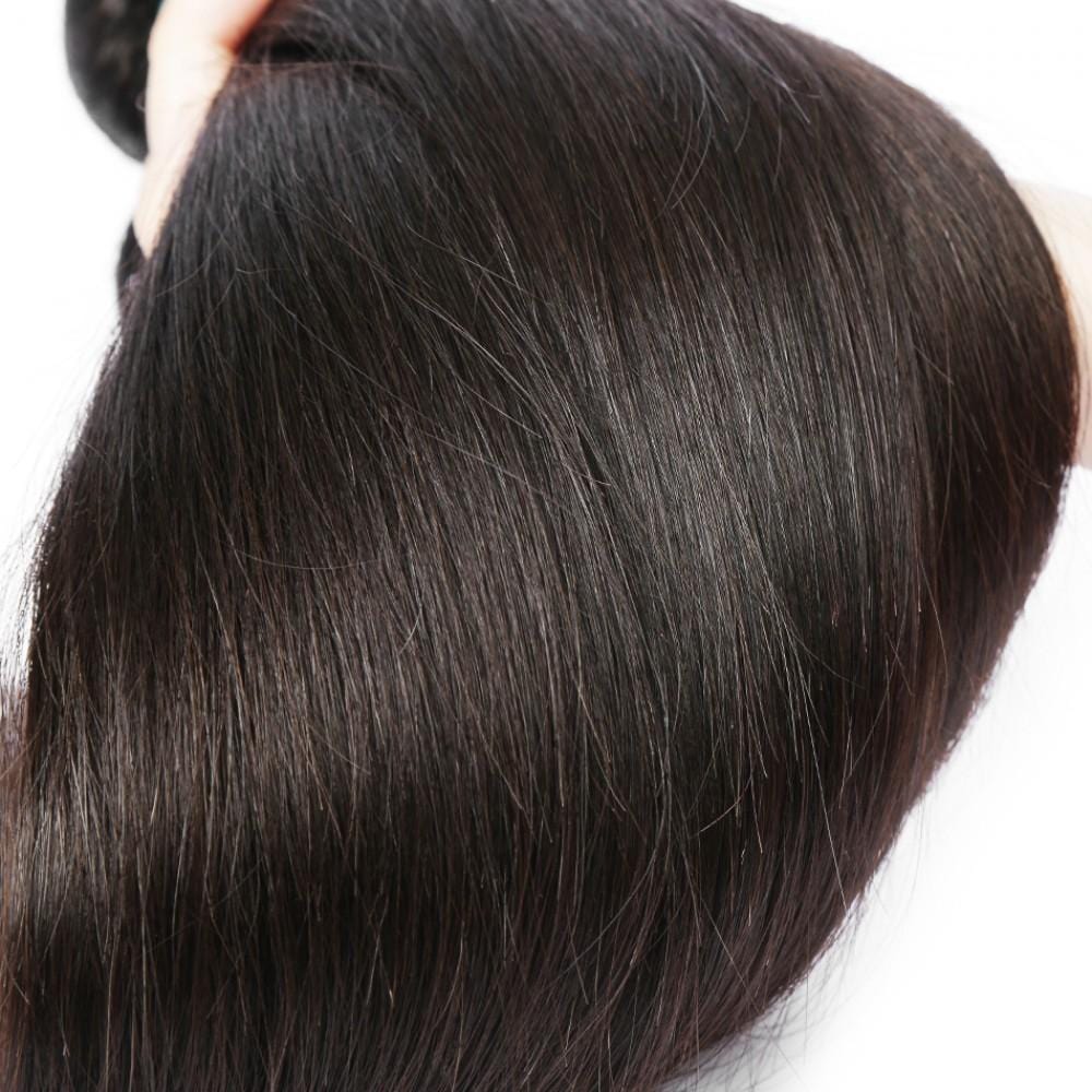 7A 4 Bundles Hair Weave Brazilian Hair With Lace Closure Straight