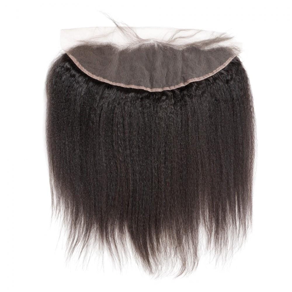7A 2 Bundles Brazilian Hair with Frontal Kinky Straight
