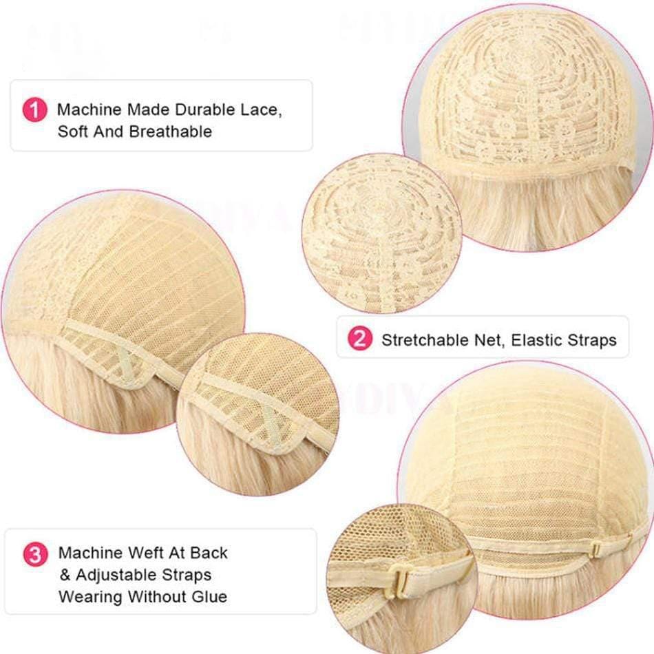 613 Blonde Bob Bang Wigs Virgin Human Hair-wigirlhair