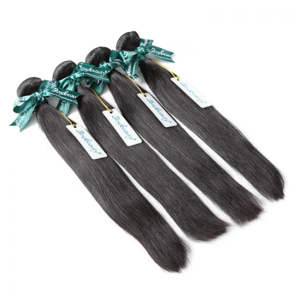 7A 4 Bundles Hair Weave Brazilian Hair With Silk Base Closure Straight