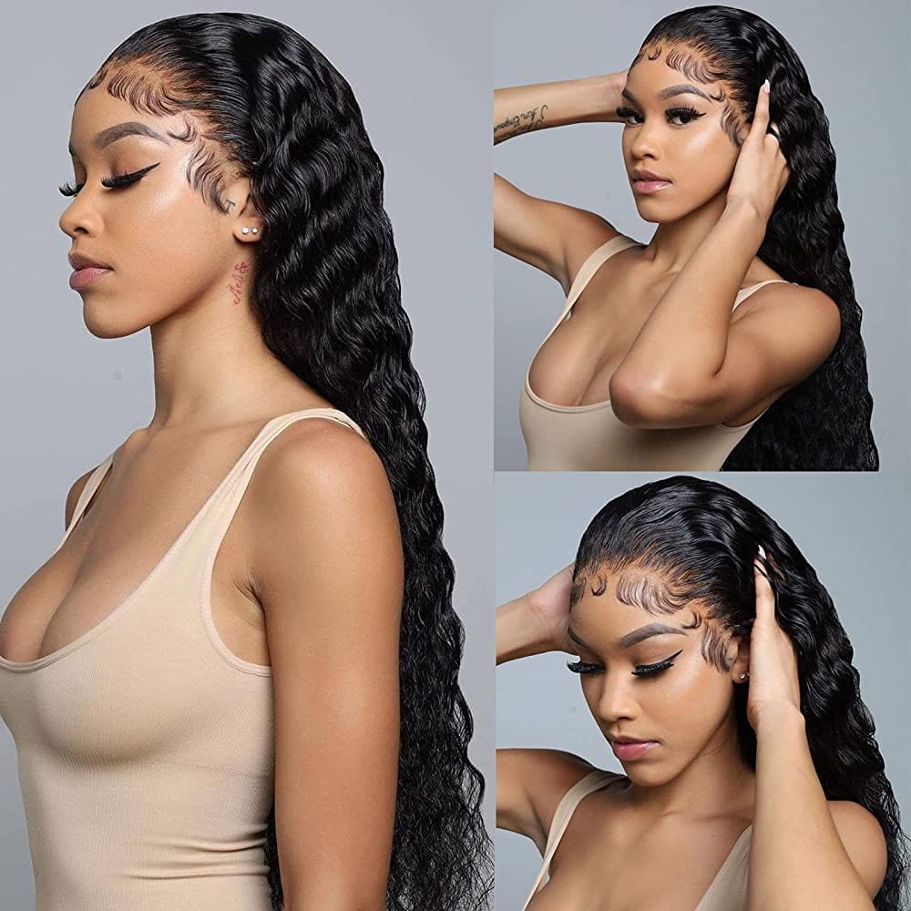 150% 13X4 Deep Wave Lace Front Human Hair Wigs Pre-plucked with Baby Hair Lace Wigs-wigirlhair