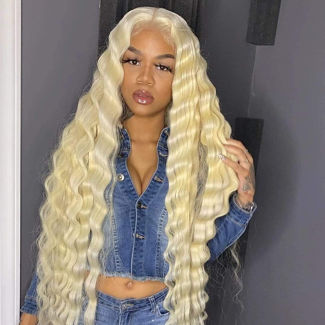 #613 Blonde Hair Deep Wave HD Lace Front Wig Virgin Human Hair-wigirlhair