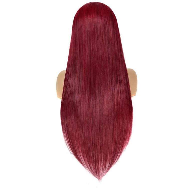 99J Burgundy Straight T-Part Lace Frontal Wig Human Hair Wigs - wigirlhair