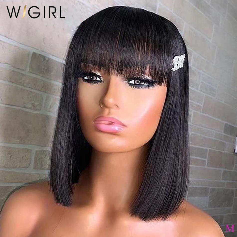 Pixie Cut Bob Bang Wigs Virgin Human Hair - wigirlhair