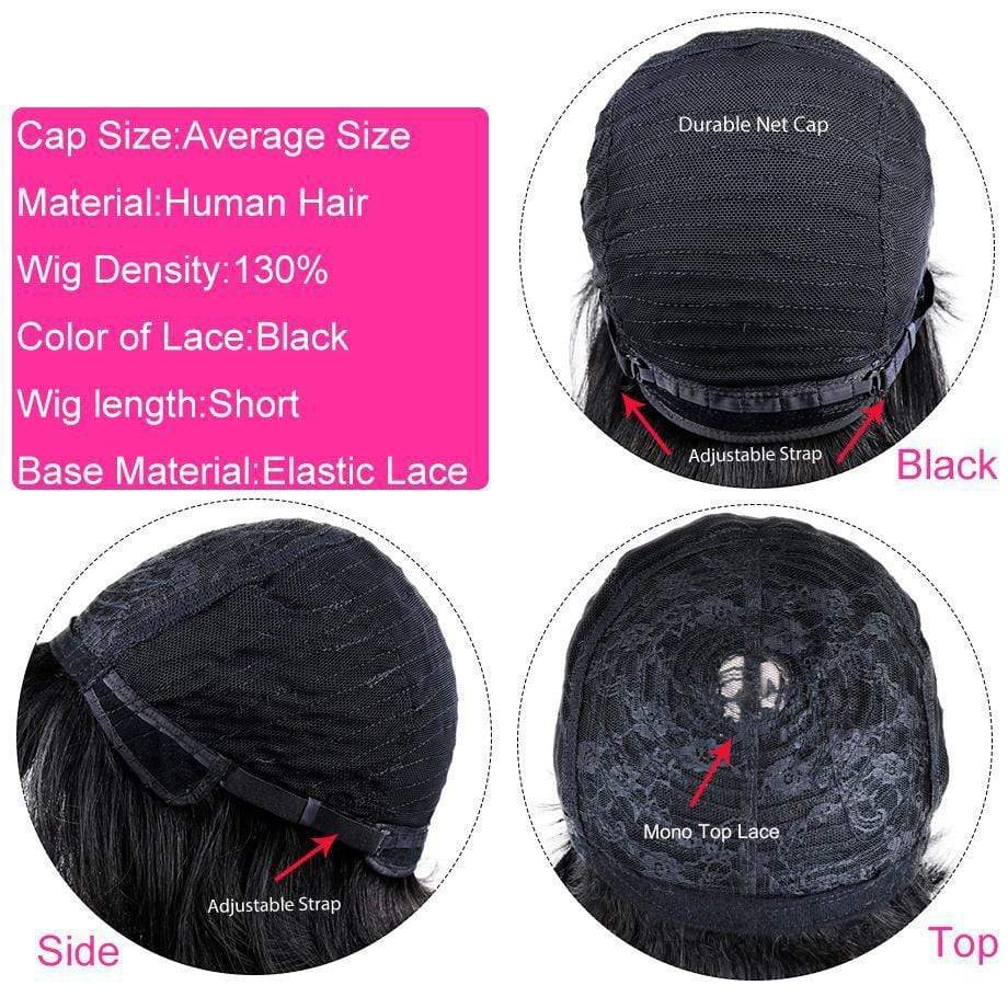 Pixie Cut Bob Bang Wigs Virgin Human Hair - wigirlhair