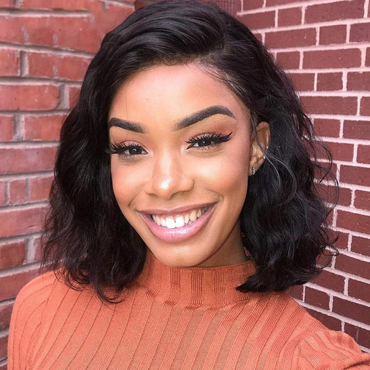 Brazilian Natural Wave Short Bob Wigs For Black Women Human Hair Lace Front Wig-wigirlhair