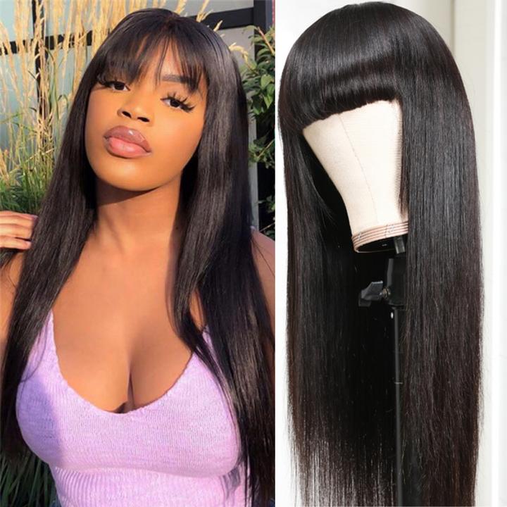 Full Machine Made Wig Straight Human Hair - wigirlhair
