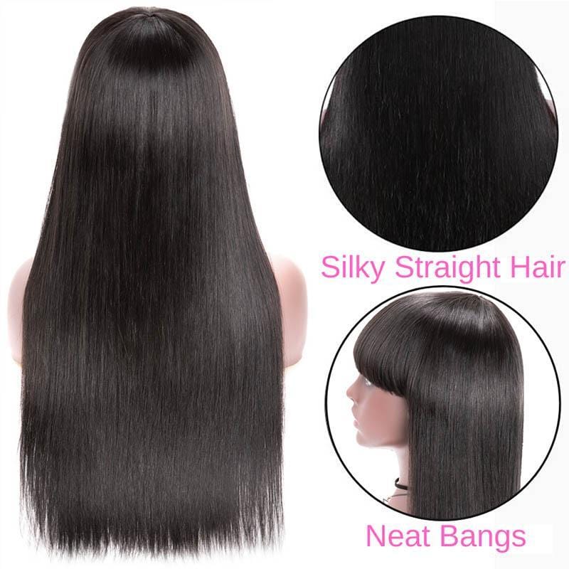 Full Machine Made Wig Straight Human Hair - wigirlhair