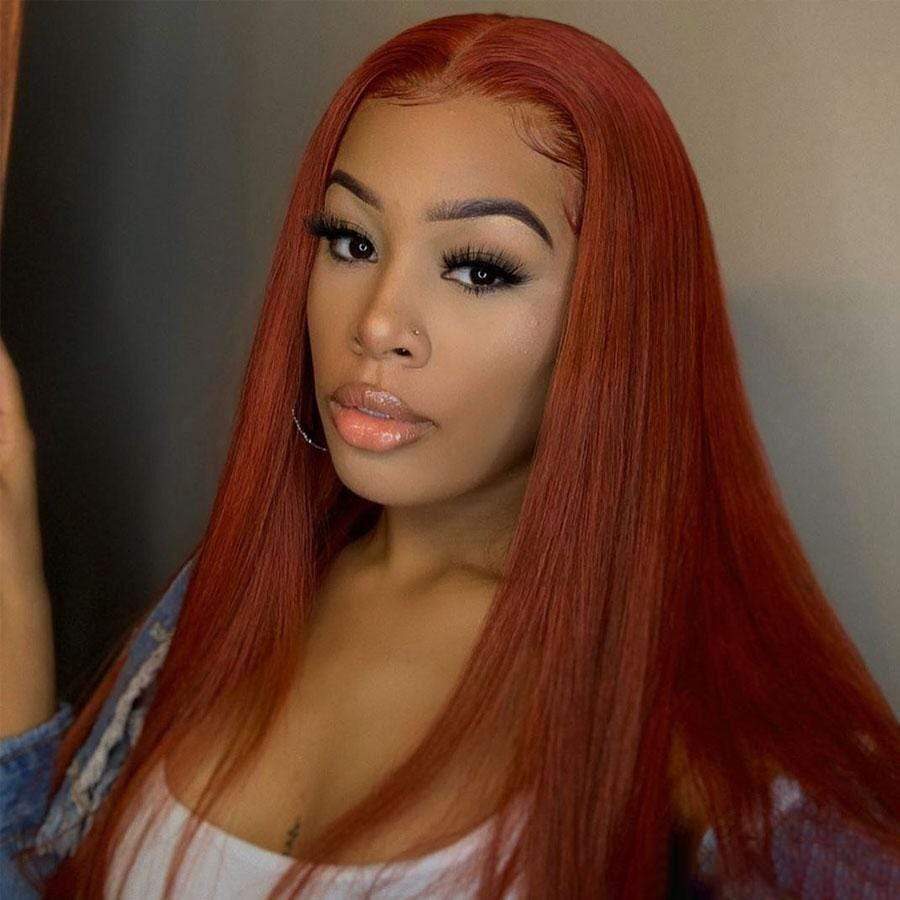Ginger Straight Lace Front Wig Virgin Human Hair - wigirlhair
