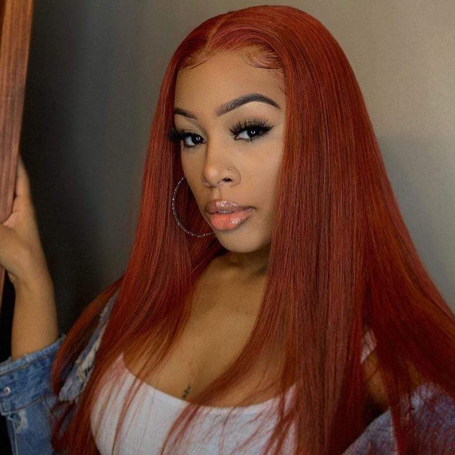 Ginger Straight Lace Front Wig Virgin Human Hair - wigirlhair