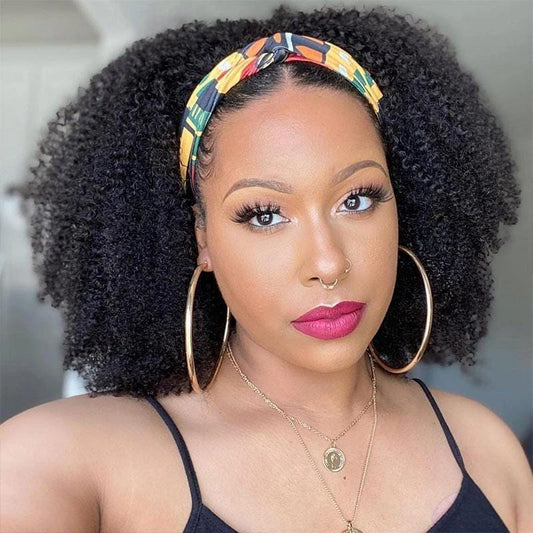 Kinky Curly Headband Wig Virgin Human Hair(Get Free Headband) - wigirlhair