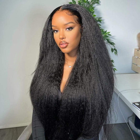 Kinky Straight Lace Front Human Hair Wigs Pre plucked Wig For Women-wigirlhair