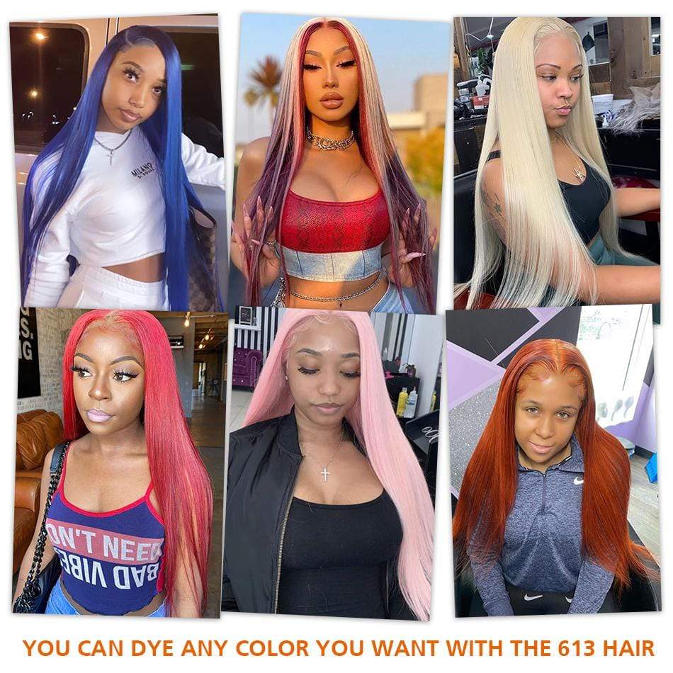 T Part #613 Straight Blonde Hair Lace Front Wig Virgin Human Hair - wigirlhair