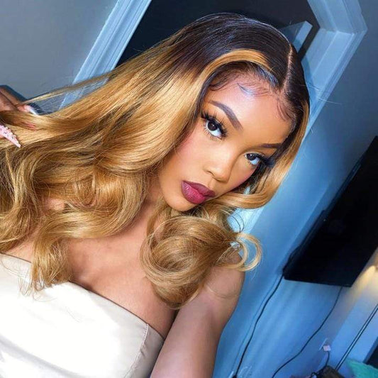 Ombre Honey Blonde Body Wave Lace Front Wig Virgin Human Hair - wigirlhair