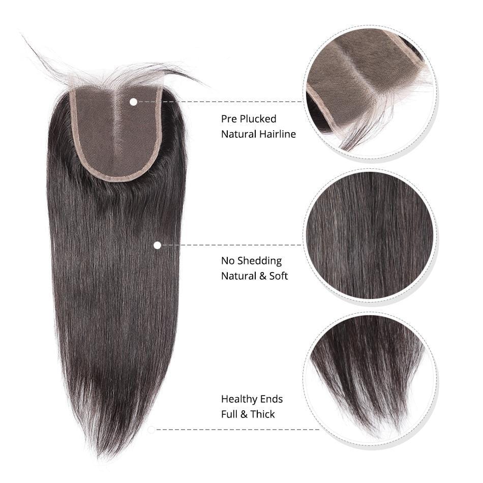 5x5 Transparent Lace Closure Brazilian Virgin Hair Straight - wigirlhair